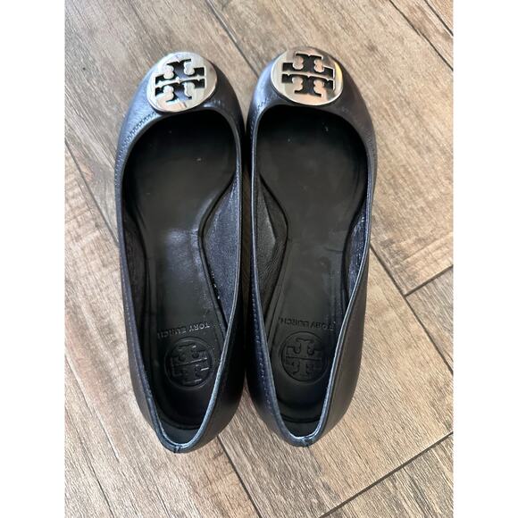 Tory Burch Women's Black Leather Reva Ballet Flats Size Size 7.5 - Picture 12 of 16